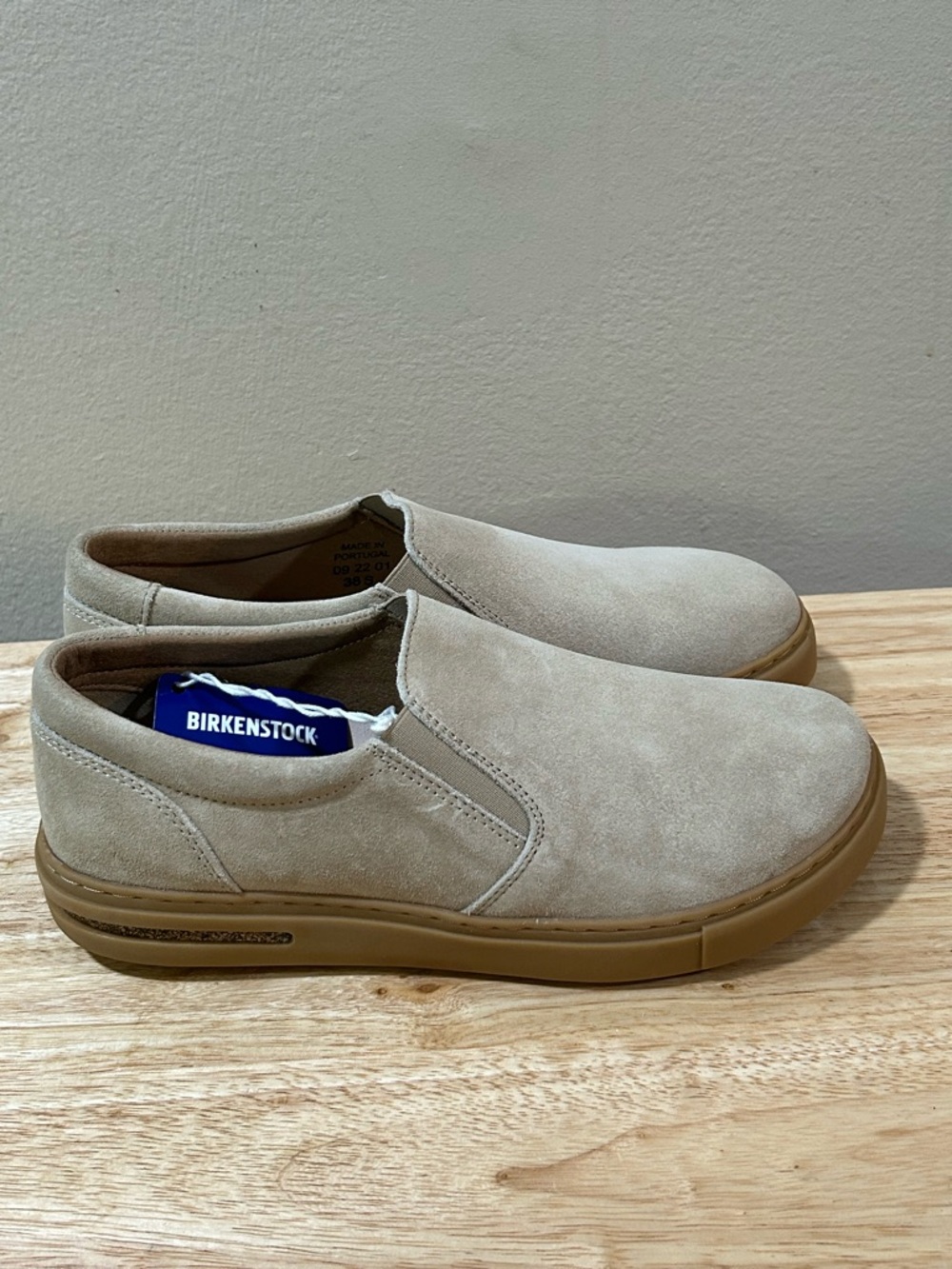 Birkenstock Women's Slip-On Athletic Shoes in Light Beige with Gum Sole - Picture 8 of 11